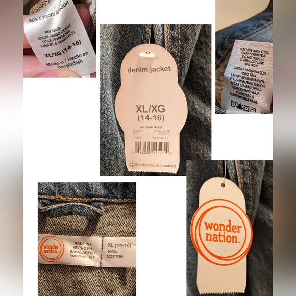 ⭐ Wonder Nation Kids Denim Jacket. New With Tags - Picture 3 of 6